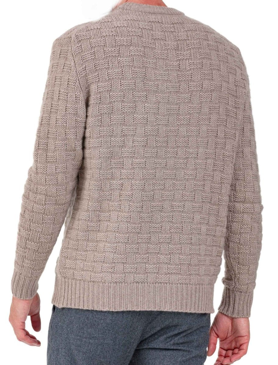Balldiri 100% Kaschmir Pullover Herren Rundhals 14 - fädig - naturbraun - Balldiri