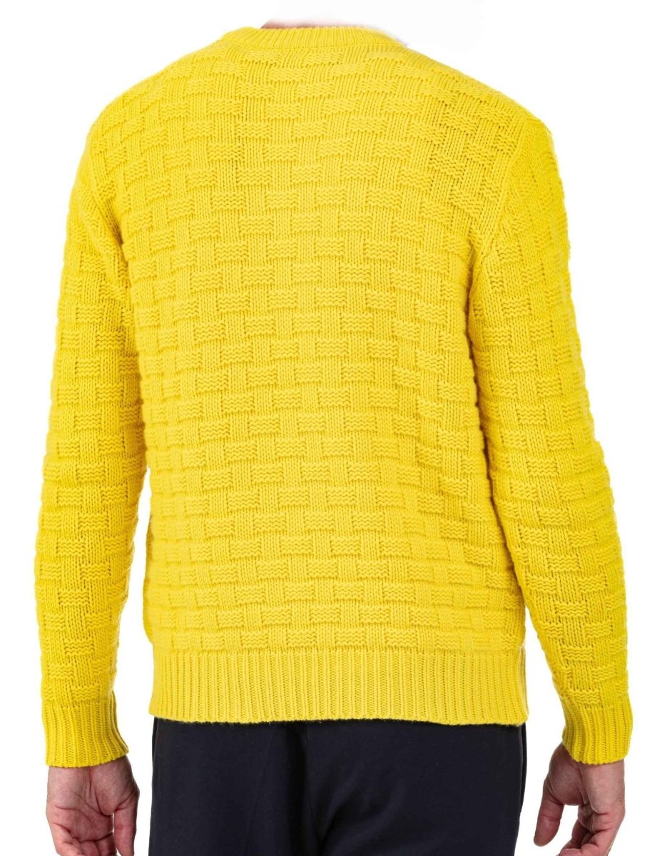 Balldiri 100% Kaschmir Pullover Herren Rundhals 14 - fädig - gelb - Balldiri