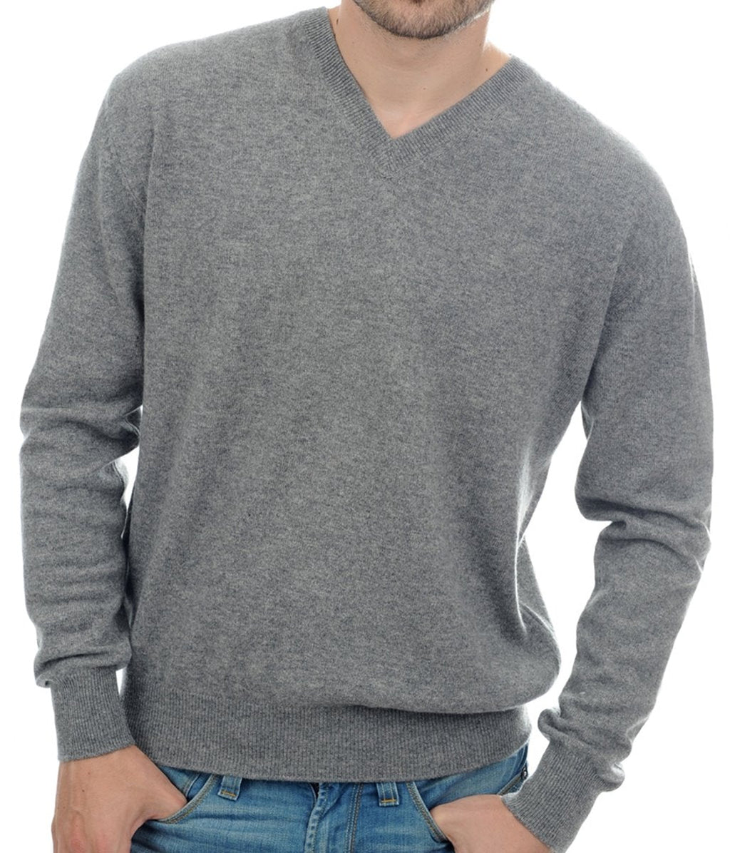 Balldiri 100% Kaschmir Pullover Herren V - Ausschnitt 3XL grau 2 - fädig - Balldiri