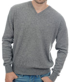 Balldiri 100% Kaschmir Pullover Herren V - Ausschnitt 3XL grau 2 - fädig - Balldiri