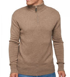 Balldiri 100% Kaschmir Pullover Herren XL Troyer Polo 4 - fädig naturbraun - Balldiri