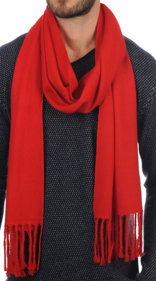 Balldiri 100% Kaschmir Schal 200 x 35 cm 4 - fädig - rot - Balldiri