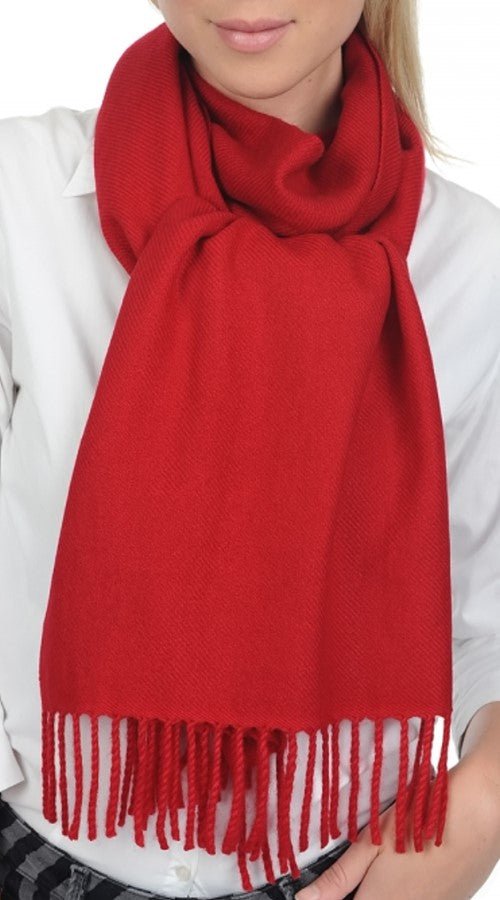 Balldiri 100% Kaschmir Schal 200 x 35 cm 4 - fädig - samtrot - Balldiri