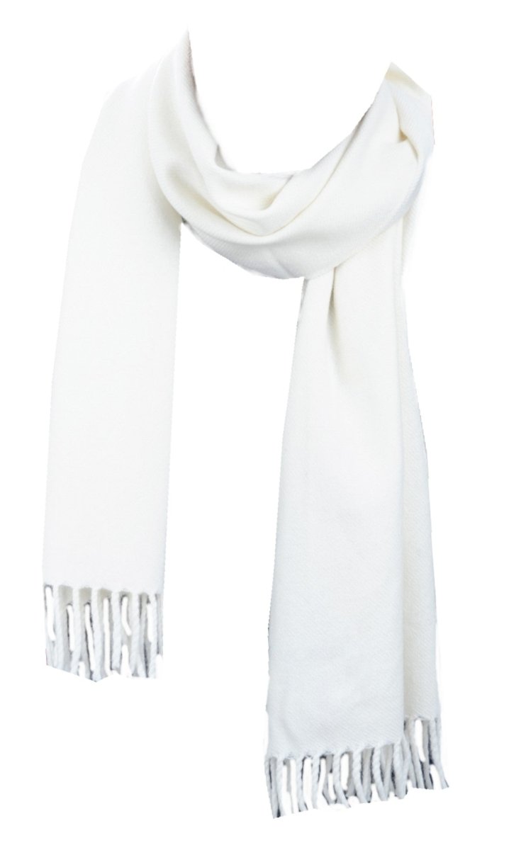 Balldiri 100% Kaschmir Schal 200 x 35 cm 4 - fädig - weiß - Balldiri