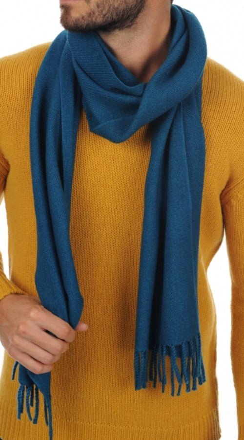 Balldiri 100% Kaschmir Schal 200 x 35 cm 4 - fädig - leuchtendes blau - Balldiri