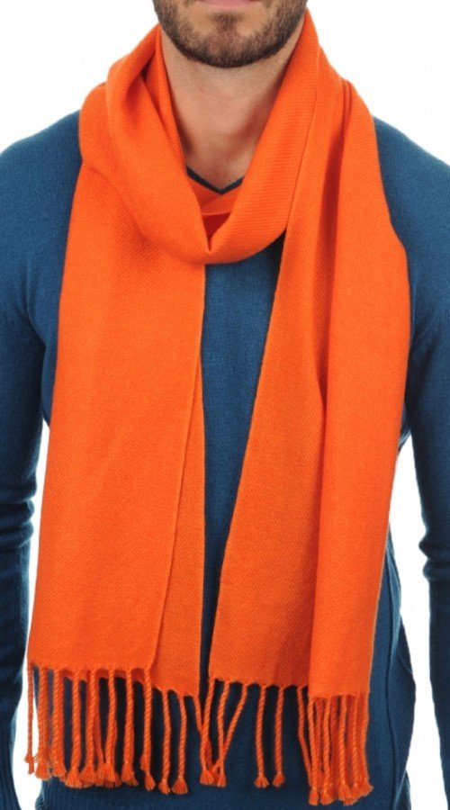 Balldiri 100% Kaschmir Schal 200 x 35 cm 4 - fädig - orange - Balldiri