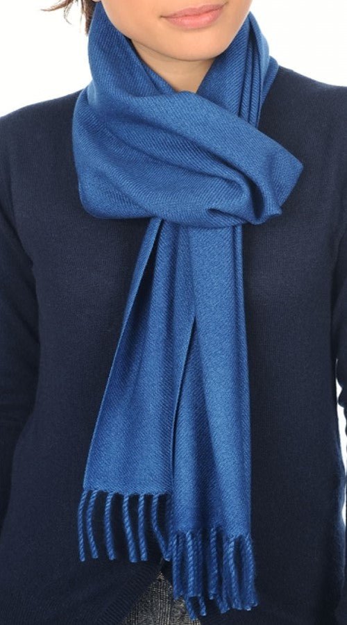Balldiri 100% Kaschmir Schal 200 x 35 cm 4 - fädig - preussischblau - Balldiri