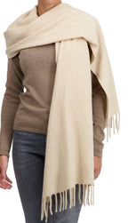Balldiri 100% Kaschmir Schal 210 x 45 cm 4 - fädig - beige - Balldiri