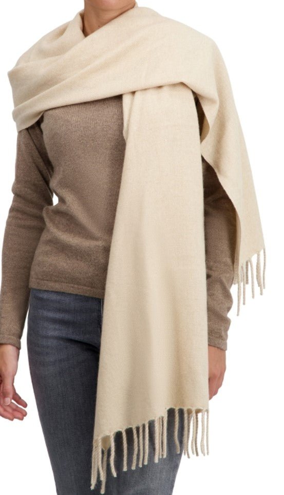 Balldiri 100% Kaschmir Schal 210 x 45 cm 4 - fädig - beige - Balldiri
