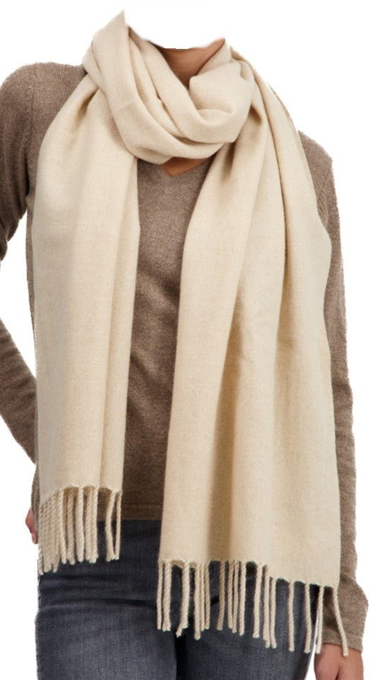 Balldiri 100% Kaschmir Schal 210 x 45 cm 4 - fädig - beige - Balldiri