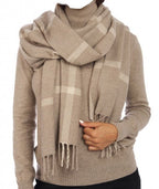 Balldiri 100% Kaschmir Schal 210 x 50 cm 4 - fädig - beige/naturbraun - Balldiri