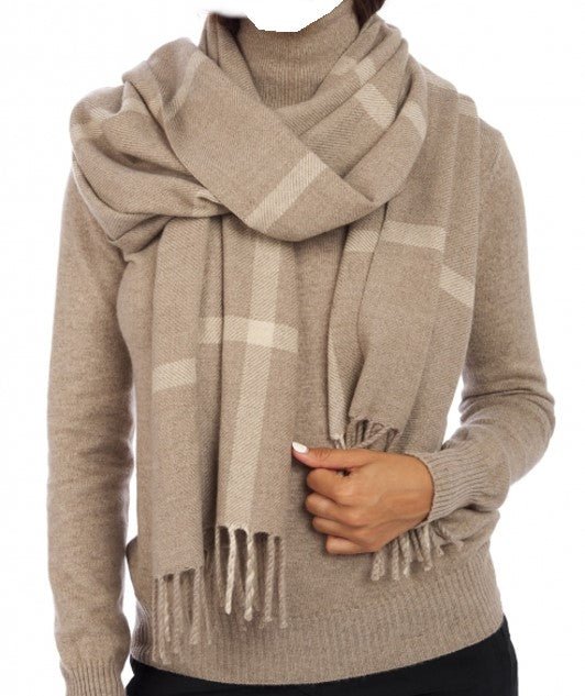 Balldiri 100% Kaschmir Schal 210 x 50 cm 4 - fädig - beige/naturbraun - Balldiri