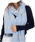 Balldiri 100% Kaschmir Schal 210 x 50 cm 4 - fädig - himmelblau/beige - Balldiri