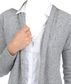 Balldiri 100% Kaschmir Schalkragenjacke Damen 4 - fädig für ultimativen Komfort - hellgrau meliert - Balldiri