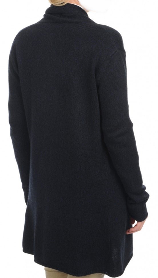 Balldiri 100% Kaschmir Schalkragenjacke Damen 4 - fädig für ultimativen Komfort - blauschwarz - Balldiri