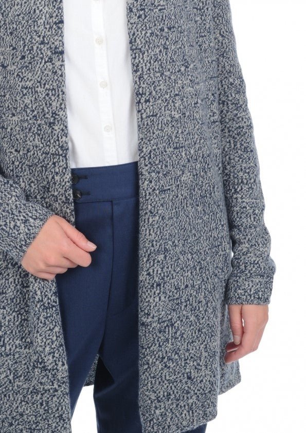 Balldiri 100% Kaschmir Schalkragenjacke Damen 4 - fädig für ultimativen Komfort - grau meliert - Balldiri