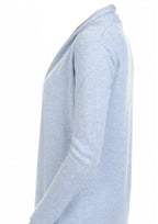 Balldiri 100% Kaschmir Schalkragenjacke Damen 4 - fädig für ultimativen Komfort - himmelblau meliert - Balldiri