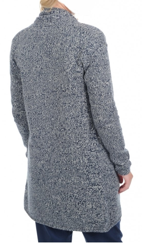 Balldiri 100% Kaschmir Schalkragenjacke Damen 4 - fädig für ultimativen Komfort - grau meliert - Balldiri