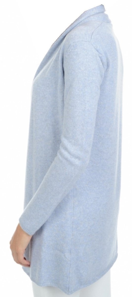 Balldiri 100% Kaschmir Schalkragenjacke Damen 4 - fädig für ultimativen Komfort - himmelblau meliert - Balldiri