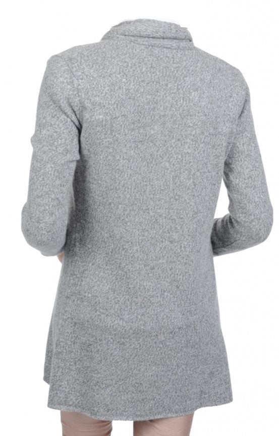 Balldiri 100% Kaschmir Schalkragenjacke Damen 4 - fädig für ultimativen Komfort - hellgrau meliert - Balldiri