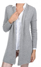 Balldiri 100% Kaschmir Schalkragenjacke Damen 4 - fädig für ultimativen Komfort - hellgrau meliert - Balldiri