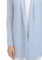 Balldiri 100% Kaschmir Schalkragenjacke Damen 4 - fädig für ultimativen Komfort - himmelblau meliert - Balldiri