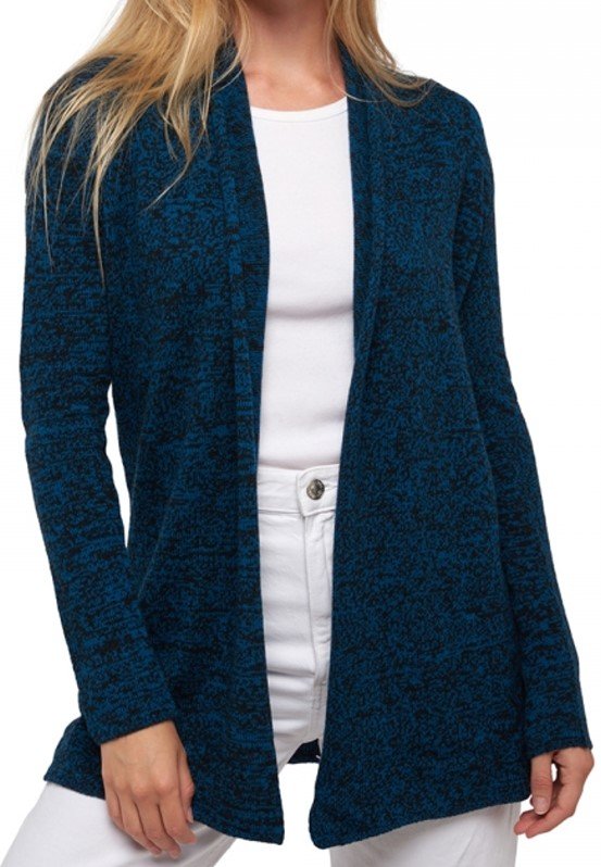 Balldiri 100% Kaschmir Schalkragenjacke Damen 4 - fädig für ultimativen Komfort - leuchtendes blau meliert - Balldiri