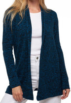 Balldiri 100% Kaschmir Schalkragenjacke Damen 4 - fädig für ultimativen Komfort - leuchtendes blau meliert - Balldiri