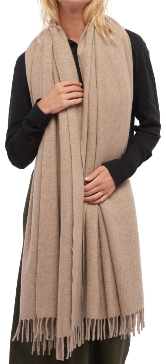 Balldiri 100% Kaschmir Stola Schal 200 x 90 cm 4 - fädig für ultimativen Komfort - naturbraun - Balldiri