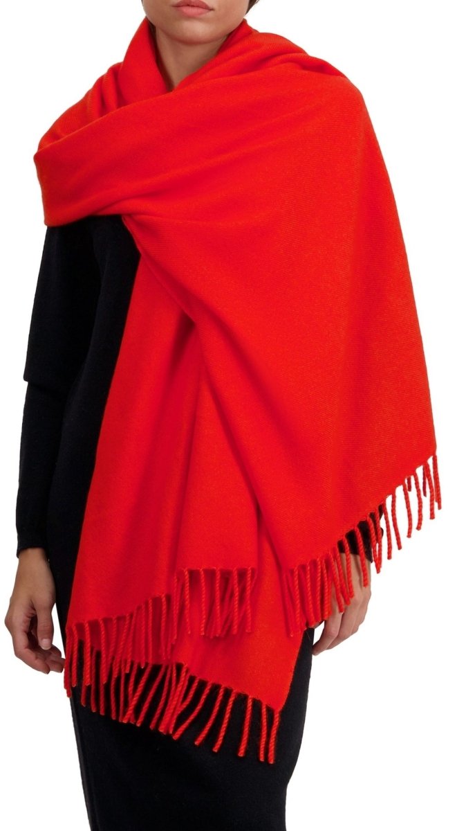 Balldiri 100% Kaschmir Stola Schal 200 x 90 cm 4 - fädig für ultimativen Komfort - leuchtendes rot - Balldiri