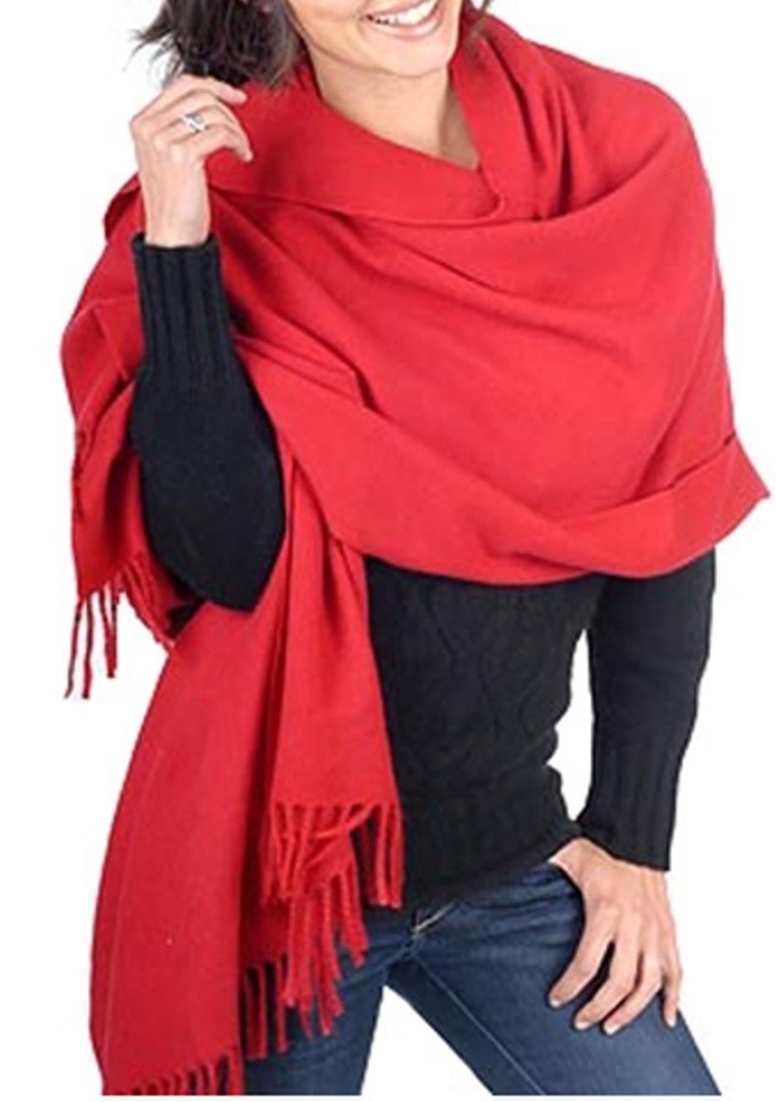 Balldiri 100% Kaschmir Stola Schal 200 x 90 cm 4 - fädig für ultimativen Komfort - samtrot - Balldiri