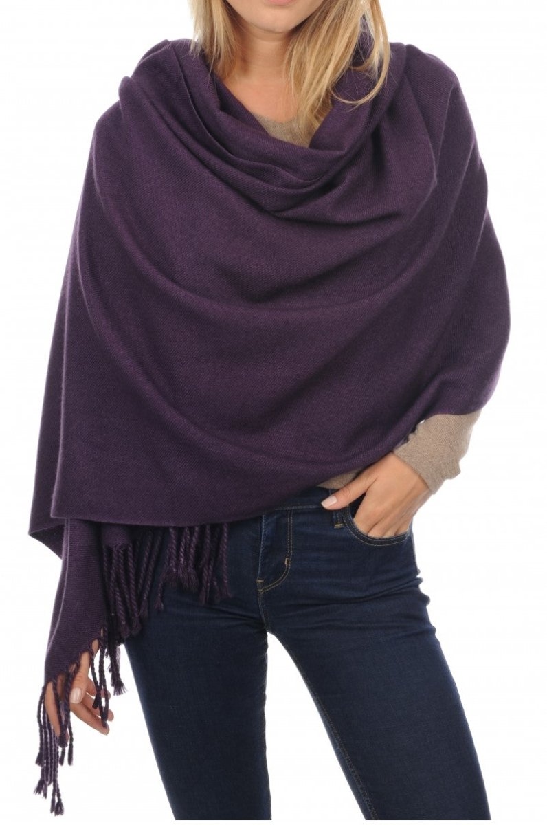 Balldiri 100% Kaschmir Stola Schal 200 x 90 cm 4 - fädig für ultimativen Komfort - brombeere - Balldiri