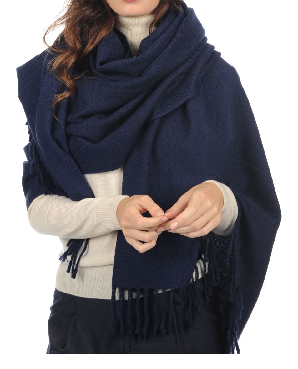 Balldiri 100% Kaschmir Stola Schal 200 x 90 cm 4 - fädig für ultimativen Komfort - navyblau - Balldiri