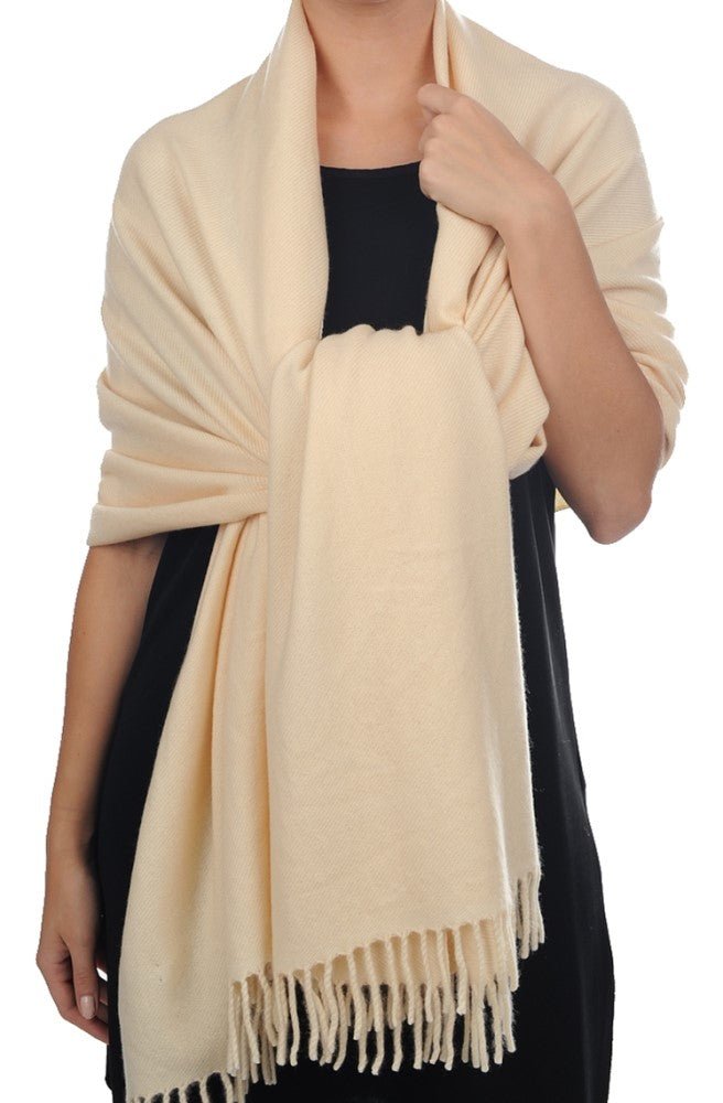 Balldiri 100% Kaschmir Stola Schal 200 x 90 cm 4 - fädig für ultimativen Komfort - champagner - Balldiri