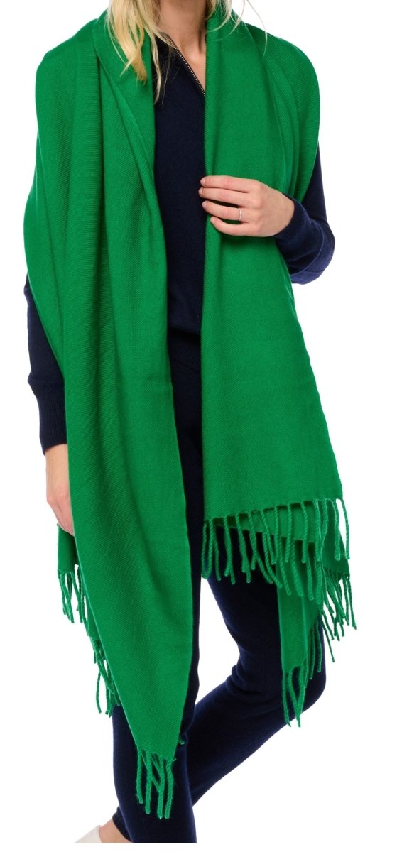 Balldiri 100% Kaschmir Stola Schal 200 x 90 cm 4 - fädig für ultimativen Komfort - grün - Balldiri
