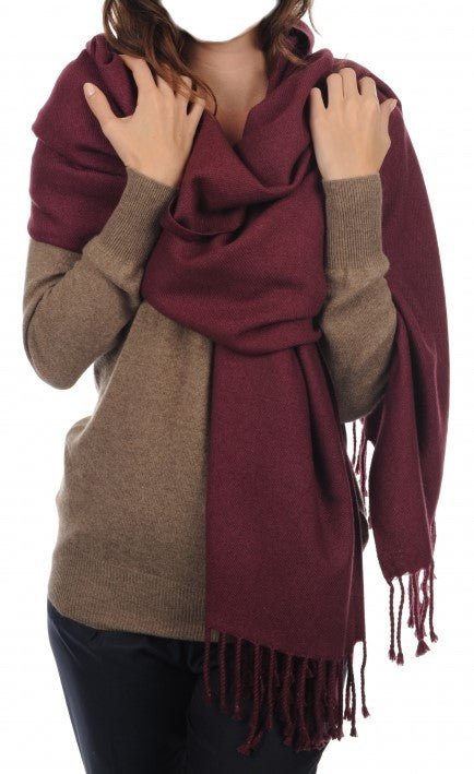 Balldiri 100% Kaschmir Stola Schal 200 x 90 cm 4 - fädig für ultimativen Komfort - pflaume - Balldiri
