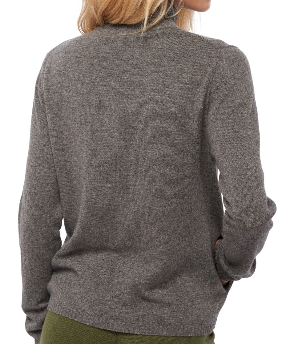 Balldiri 100% Kaschmir Strickjacke Damen 2 - fädig - graubraun meliert - Balldiri