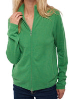 Balldiri 100% Kaschmir Strickjacke Damen 2 - fädig - grün - Balldiri