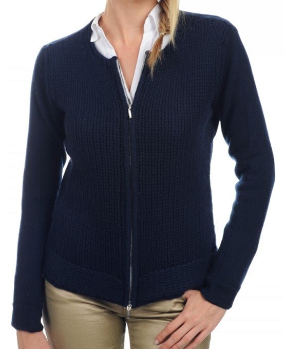 Balldiri 100% Kaschmir Strickjacke Damen 24+4 - fädig für ultimativen Komfort - nachtblau - Balldiri