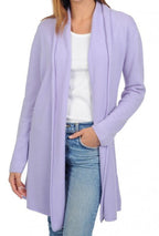 Balldiri 100% Kaschmir Strickjacke Damen mit Schalkragen 4 - fädig - lavendel - Balldiri