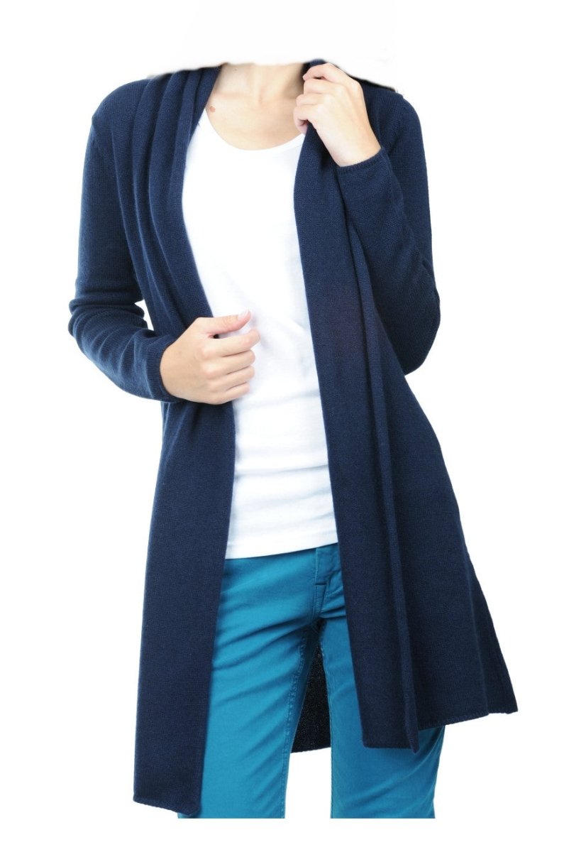 Balldiri 100% Kaschmir Strickjacke Damen mit Schalkragen 4 - fädig - nachtblau - Balldiri