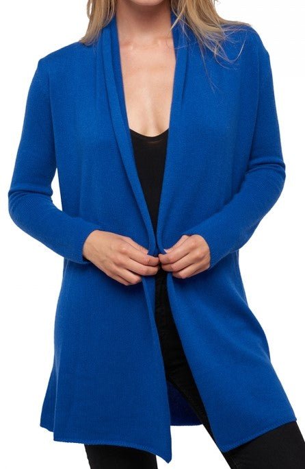 Balldiri 100% Kaschmir Strickjacke Damen mit Schalkragen 4 - fädig - ultramarin - Balldiri
