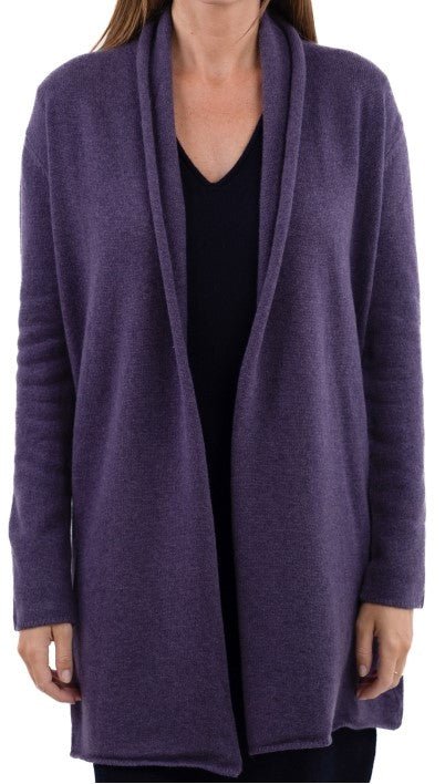 Balldiri 100% Kaschmir Strickjacke Damen mit Schalkragen 4 - fädig - pflaume - Balldiri