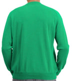 Balldiri 100% Kaschmir Strickjacke Herren Rundhals 2 - fädig - grün - Balldiri