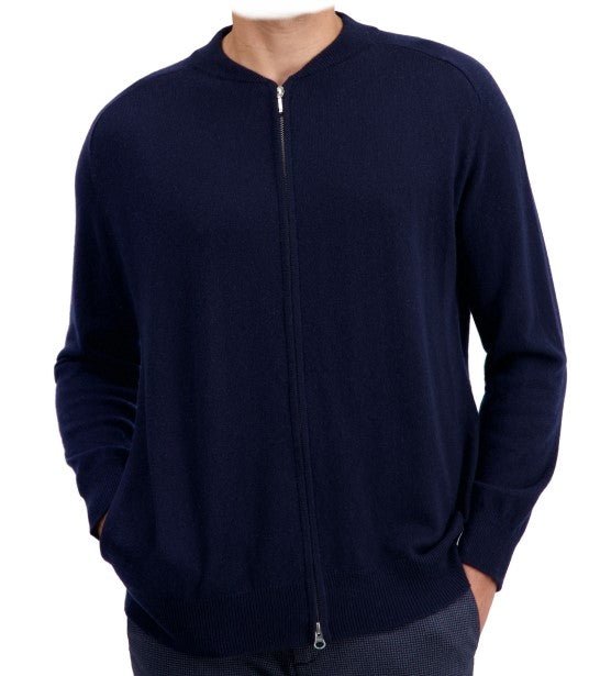 Balldiri 100% Kaschmir Strickjacke Herren Rundhals 2 - fädig - nachtblau - Balldiri