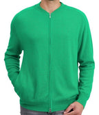 Balldiri 100% Kaschmir Strickjacke Herren Rundhals 2 - fädig - grün - Balldiri
