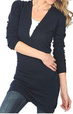 Balldiri 100% Kaschmir V - Kleid Damen mit Knöpfen - 2 - fädig für zeitlose Eleganz - nachtblau - Balldiri