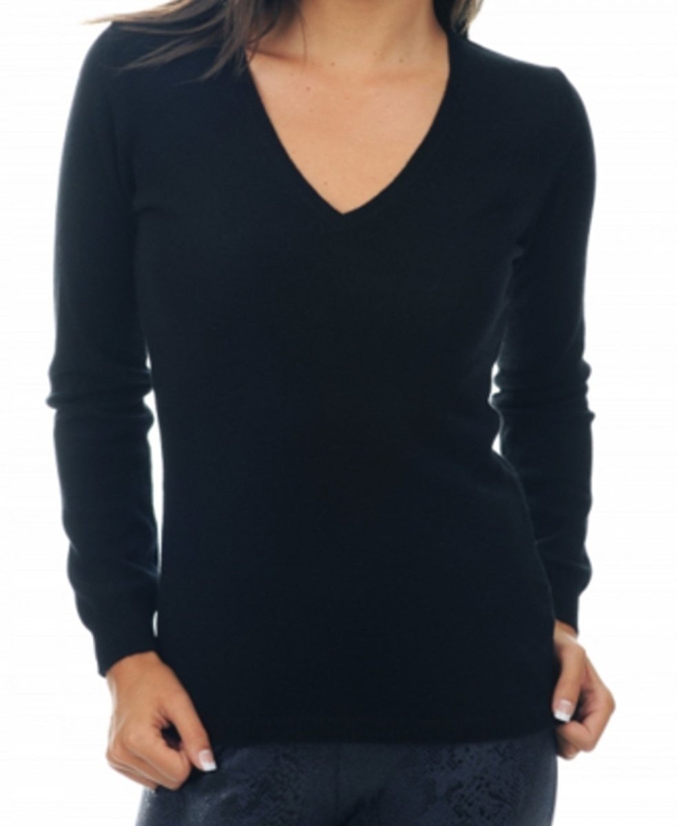 Balldiri 100% Kaschmir V - Pullover Damen 4 - fädig für stilvolle Eleganz - nachtblau - Balldiri