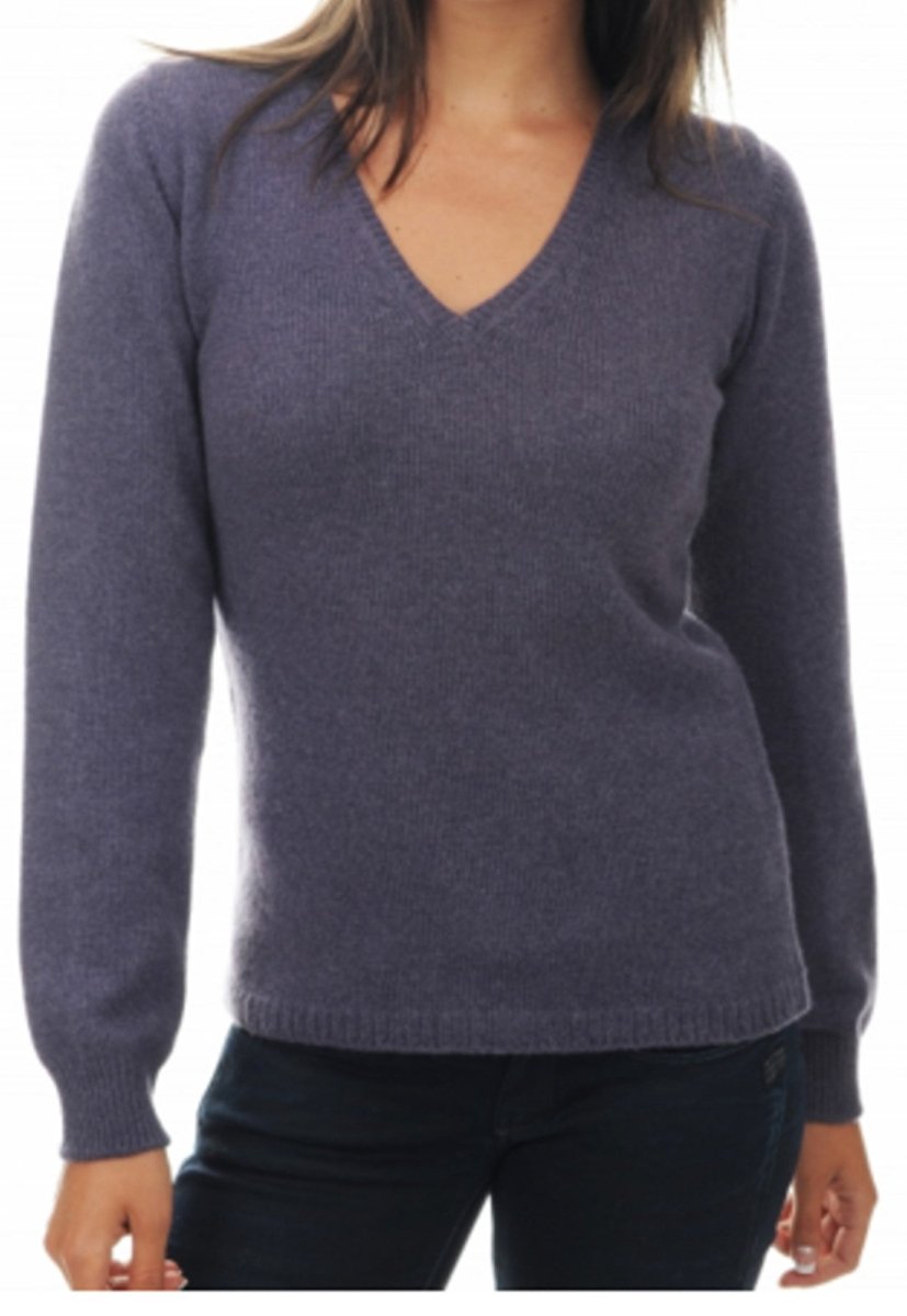 Balldiri 100% Kaschmir V - Pullover Damen 4 - fädig für stilvolle Eleganz - brombeere - Balldiri