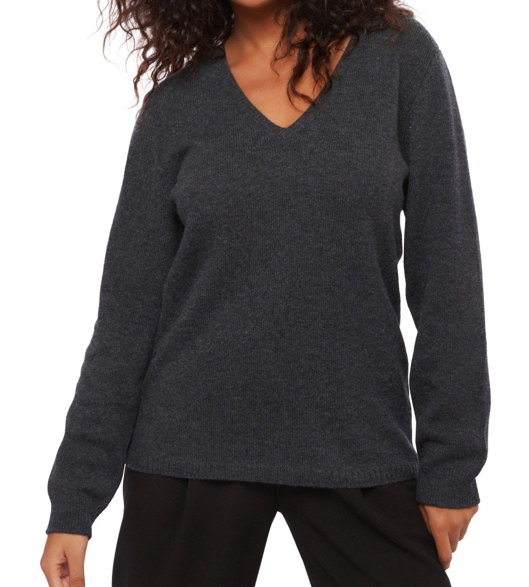 Balldiri 100% Kaschmir V - Pullover Damen 4 - fädig für stilvolle Eleganz - nachtblau - Balldiri